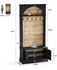 Tribesigns 70.86" Hall Tree with Storage Bench: 4-in-1 entryway bench with coat rack, 5 hooks and adjustable shoe storage for hallway.