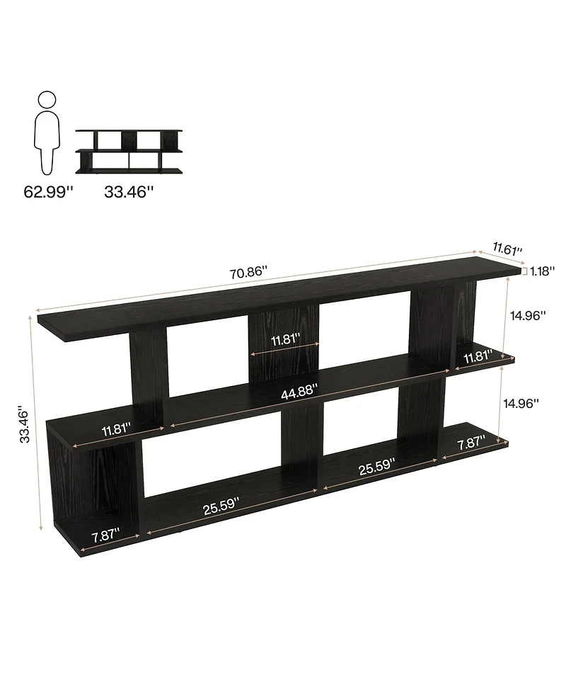 Tribesigns 71'' Extra Long Sofa Table, 3 Tier Farmhouse Console Table