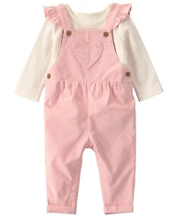 Carter's Baby Girls' Crewneck T-Shirt and Heart Corduroy Overall, 2-Piece Set