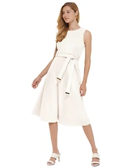 Calvin Klein Women's Crewneck Sleeveless A-Line Suede Dress