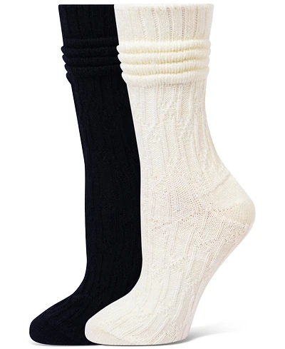 Hue Women's Bubble Cable Boot Sock 2 Socks, 2-Pack