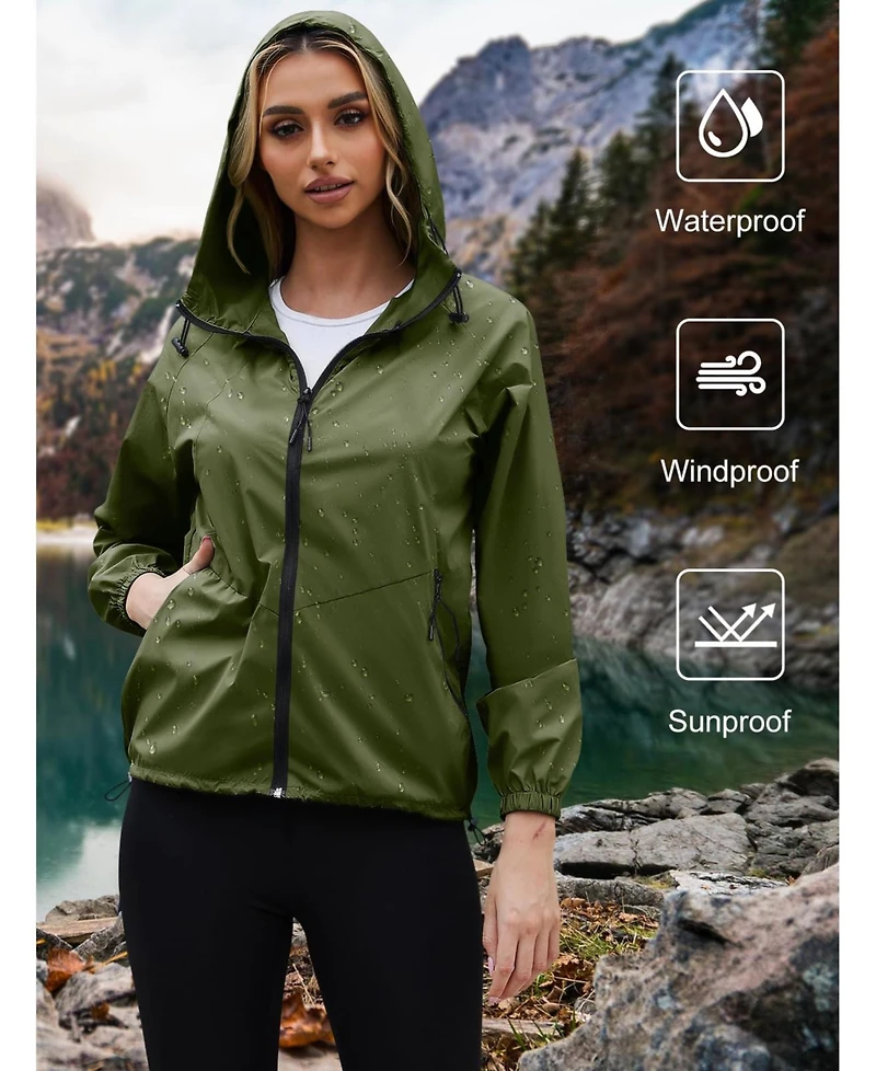 Piscifun Women's Lightweight Packable Hooded Rain Jacket