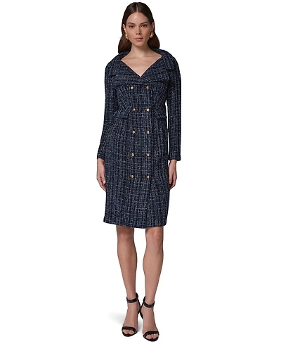 Donna Karan New York Women's Long-Sleeve Tweed Double-Breasted Jacket Dress