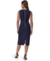 Donna Karan New York Women's Tweed Asymmetric Neck Midi Dress