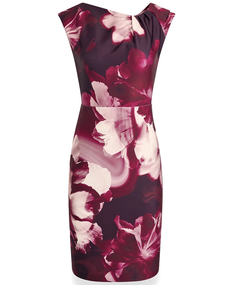 Donna Karan New York Women's Floral-Print Asymmetric-Neck Sheath Dress