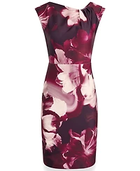 Donna Karan New York Women's Floral-Print Asymmetric-Neck Sheath Dress