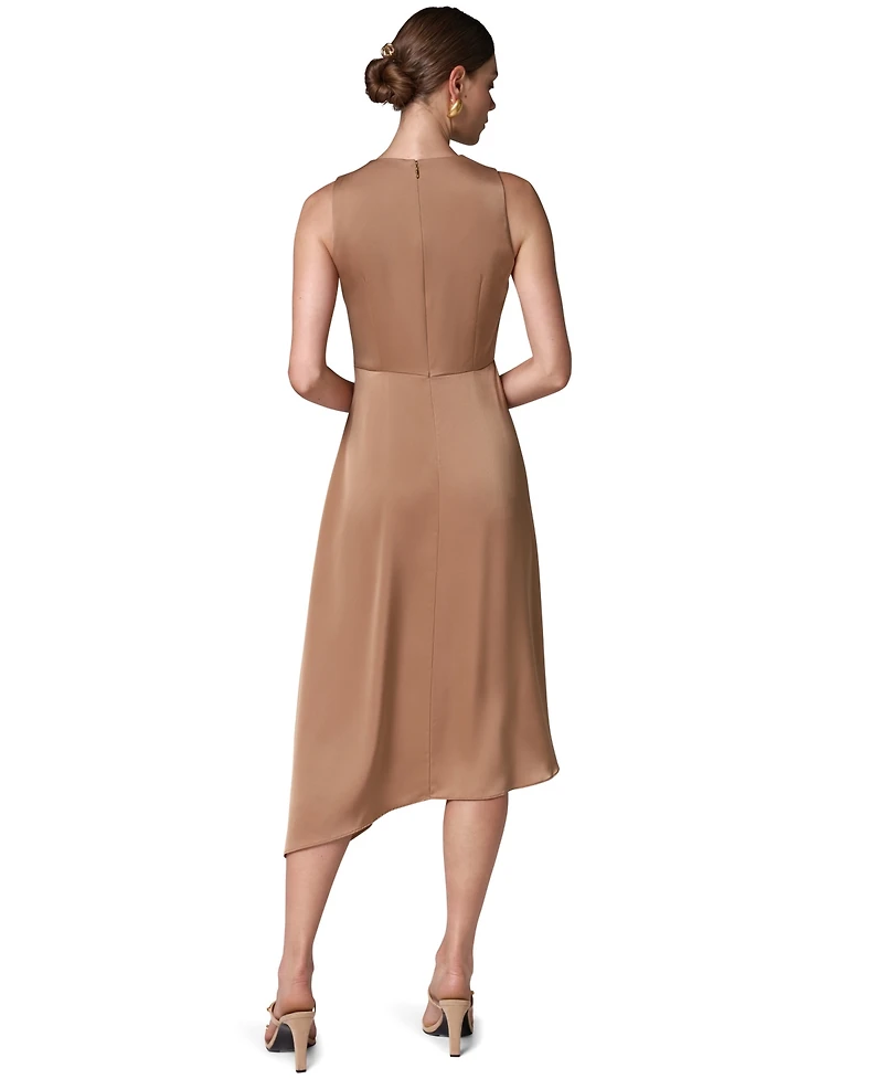 Donna Karan New York Women's Satin Draped-Waist Asymmetric-Hem Midi Dress