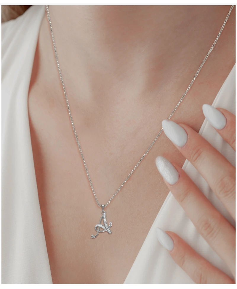 Diamond A Initial 18" Pendant Necklace (1/10 ct. t.w.) in Sterling Silver