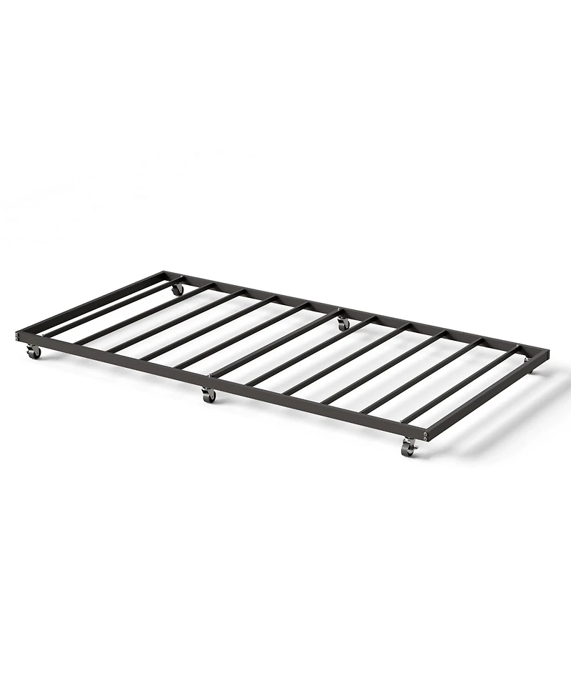 homfan Twin Metal Sofa Bed with Pull Out Lower Bed, Led Light Daybed Frame for Kids Bedroom Living Room Guest Room, Pink/Black