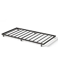 homfan Twin Metal Sofa Bed with Pull Out Lower Bed, Led Light Daybed Frame for Kids Bedroom Living Room Guest Room, Pink/Black