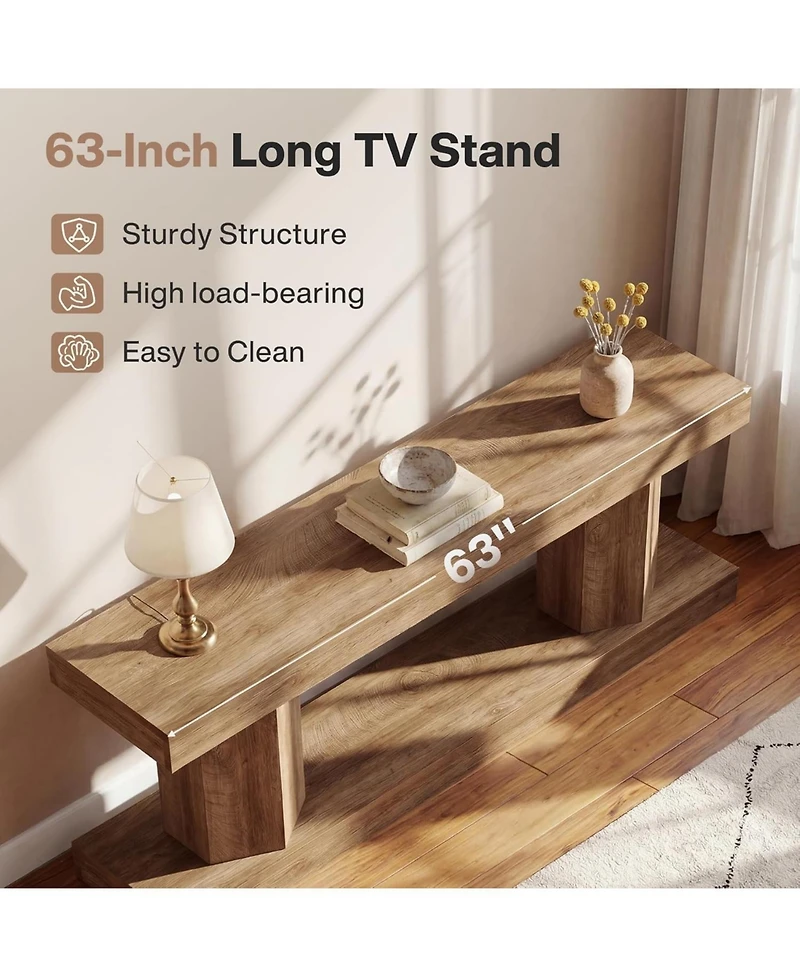 Tribesigns 63" Tv Stand with 2-Tier Storage for 70" TVs