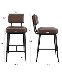 gaomon Set of 4 26 Inch Faux Leather Counter Height Barstools with Backs and Metal Legs for Kitchen Island and Home Bar