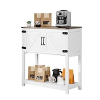 Sugift Farmhouse Coffee Bar Cabinet with 3-Tier Storage and Magnetic Doors 31.5 In Wide