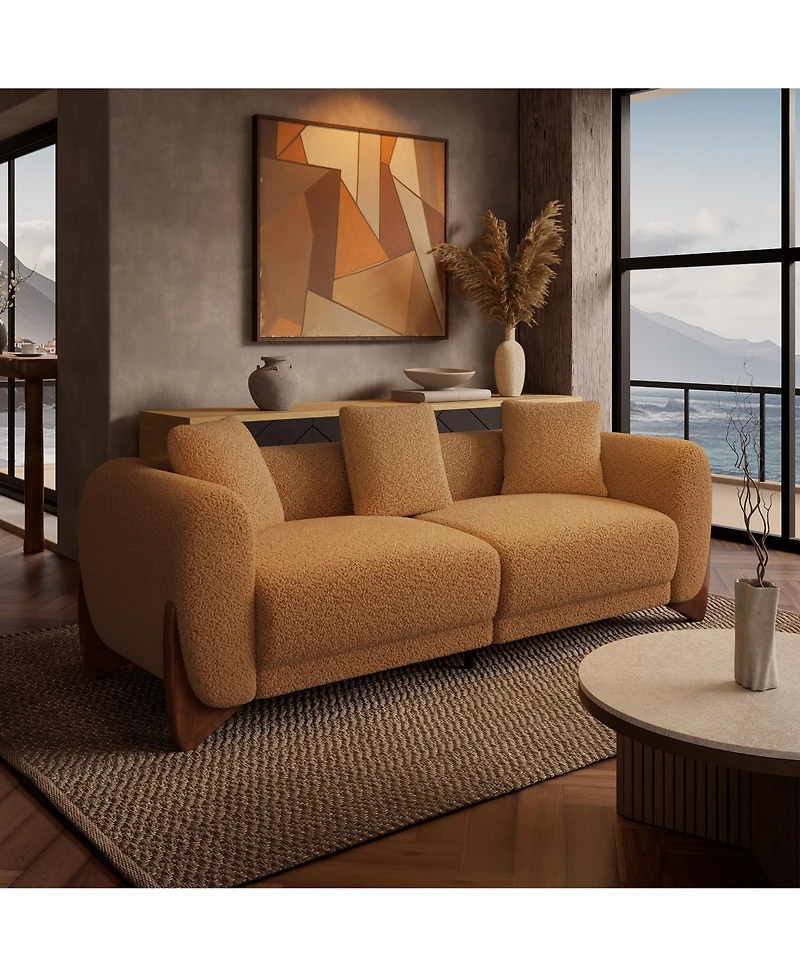 Morden Fort Cloud Couch Round Arm Plush Boucle Rectangle Sofa for Living Room Apartment Modern