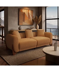 Morden Fort Cloud Couch Round Arm Plush Boucle Rectangle Sofa for Living Room Apartment Modern