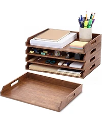 Danrong Stackable Paper Tray Desk Organizer Document Letter Magazine Holder