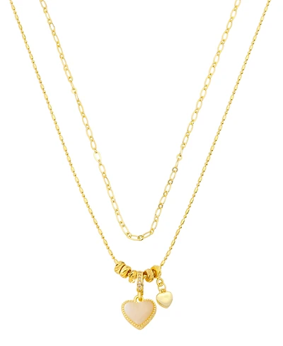 Unwritten Cubic Zirconia and Crystal Gold-Plated Heart Charm Layered Necklace Set