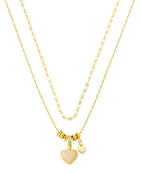 Unwritten Cubic Zirconia and Crystal Gold-Plated Heart Charm Layered Necklace Set