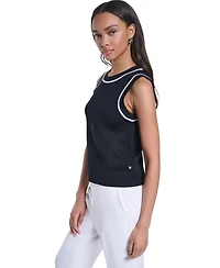 Karl Lagerfeld Paris Women's Contrast-Trim Sleeveless Sweater
