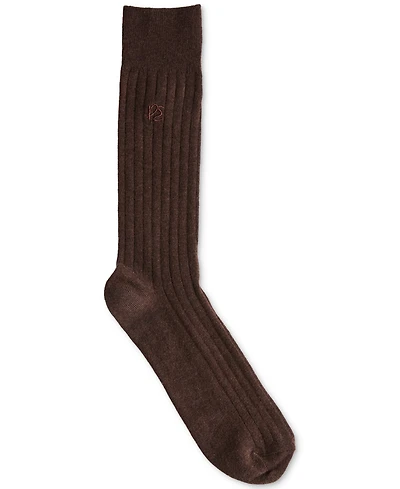 Perry Ellis Portfolio Men's Merino Wool Blend Ribbed Crew Socks
