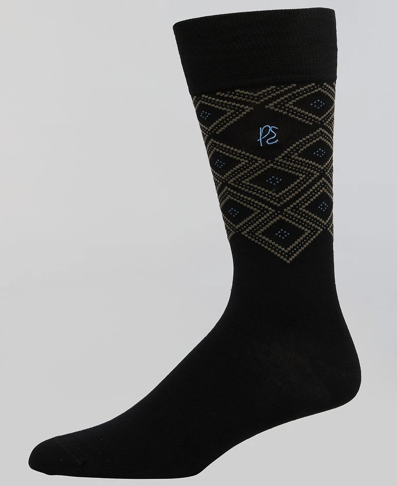 Perry Ellis Portfolio Men's Bamboo-Blend Geometric Argyle Crew Socks