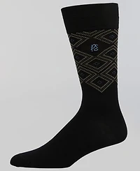 Perry Ellis Portfolio Men's Bamboo-Blend Geometric Argyle Crew Socks