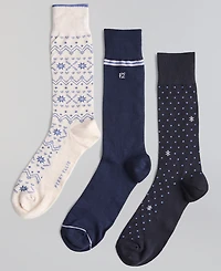Perry Ellis Portfolio Men's Fair Isle Flat-Knit Crew Socks, 3-Pack