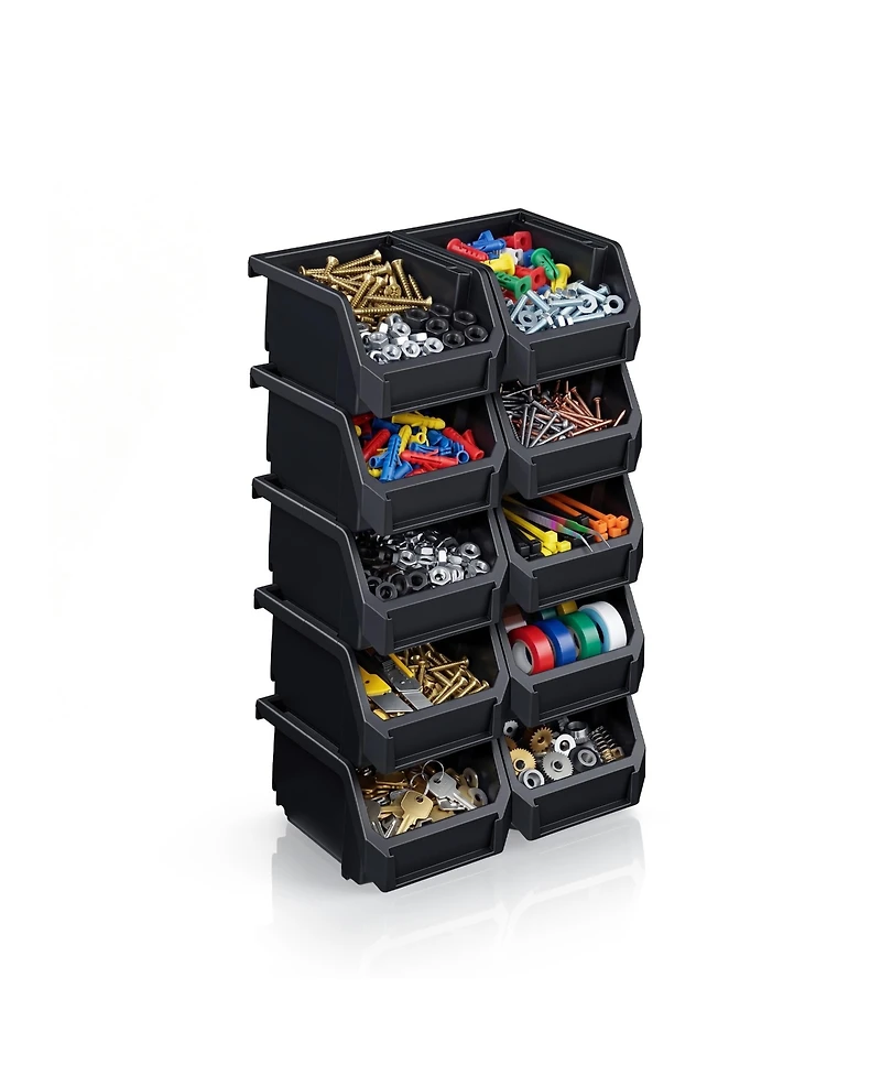 Sorbus Extra Small Open Front Stackable Garage Storage Bin – Heavy Duty Plastic Organizer Tote for Tools, Hardware and Shelving