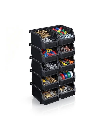 Sorbus Extra Small Open Front Stackable Garage Storage Bin – Heavy Duty Plastic Organizer Tote for Tools, Hardware and Shelving