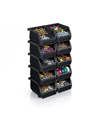 Sorbus Extra Small Open Front Stackable Garage Storage Bin – Heavy Duty Plastic Organizer Tote for Tools, Hardware and Shelving