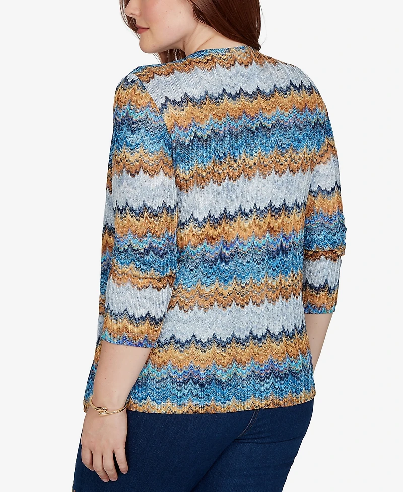 Alfred Dunner Petite 3/4-Sleeve Scoop Neck Top