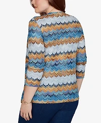 Alfred Dunner Petite 3/4-Sleeve Scoop Neck Top