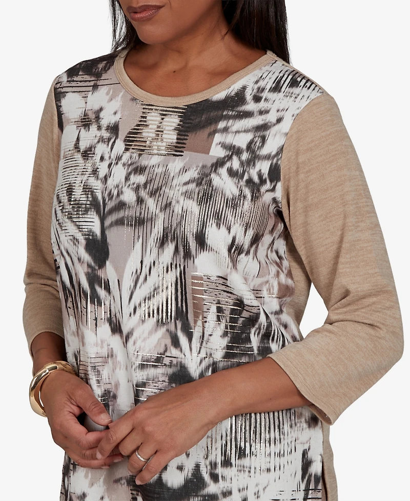 Alfred Dunner Petite Crewneck 3/4-Sleeve T-Shirt