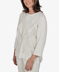 Alfred Dunner Petite 3/4-Sleeve Embellished Top