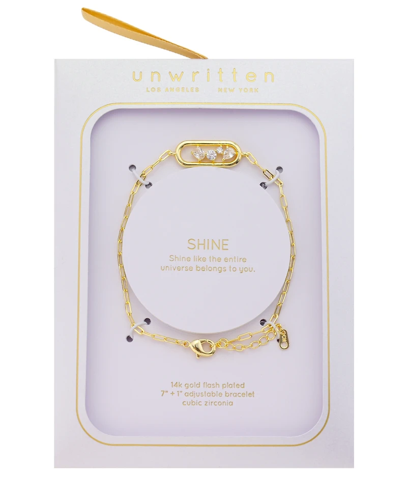 Unwritten Cubic Zirconia Gold-Plated Chain Bracelet