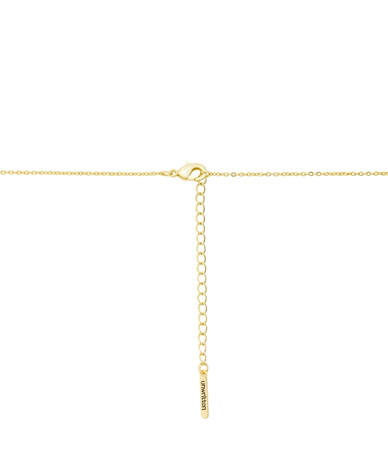 Unwritten Cubic Zirconia Gold-Plated Clover Charm Pendant Necklace