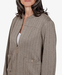 Alfred Dunner Women's Stripe Bomber Jacket