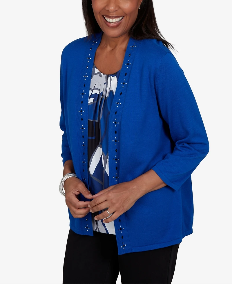 Alfred Dunner Women's Shawl-Collar Open-Front Cardigan