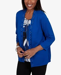 Alfred Dunner Women's Shawl-Collar Open-Front Cardigan