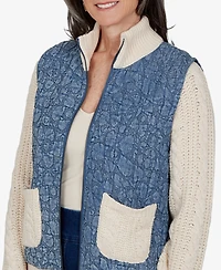 Alfred Dunner Women's Quilted Cable-Knit Mock Neck Jacket