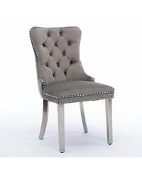 Streamdale Furniture Velvet Tufted Contemporary Dining Chair with Chrome Legs