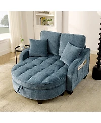 Streamdale Furniture 2-Seater Sofa Chaise with Storage Footrest and Pillows