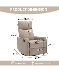 Streamdale Furniture Heat Massage Fabric Manual Recliner Chair with Rocker and Swivel