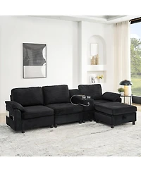 Streamdale Furniture Modern Modular L-Shaped Sectional Sofa with Storage and Cup Holders