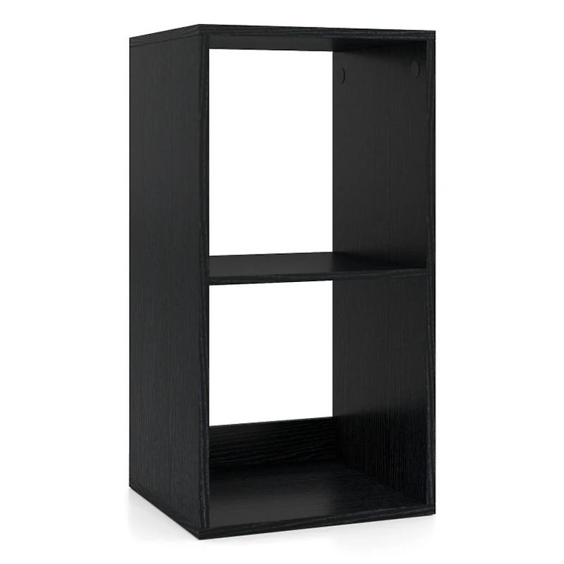 Sugift 2-Cube Bookshelf with Back Guardrail for Living Room