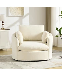 Streamdale Furniture 42.5" Chenille Swivel Barrel Accent Chair with Pillows
