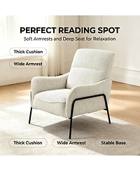 Streamdale Furniture Modern Striped Fabric Accent Chair with Black Metal Frame