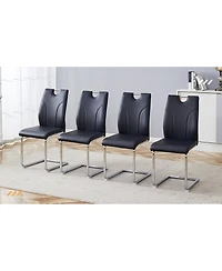 Streamdale Furniture Pu Dining Chair Set of 2 with Silver Metal Legs