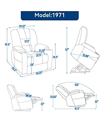 Streamdale Furniture Power Lift Recliner Chair with Massage, Heat, Usb Ports, and Cup Holders