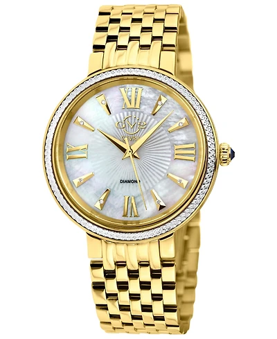 GV2 by Gevril Women's Genoa Swiss Quartz Ip Gold Stainless Steel Bracelet Diamond Watch